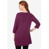 Woman Within Plus Size Perfect Three-Quarter-Sleeve Scoopneck Tunic(Deep Claret)