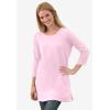 Woman Within Plus Size Perfect Three-Quarter-Sleeve Scoopneck Tunic(Heather Grey)