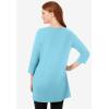 Woman Within Plus Size Perfect Three-Quarter-Sleeve Scoopneck Tunic(Seamist Blue)