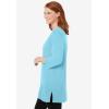 Woman Within Plus Size Perfect Three-Quarter-Sleeve Scoopneck Tunic(Seamist Blue)