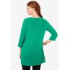 Woman Within Plus Size Perfect Three-Quarter-Sleeve Scoopneck Tunic(Tropical Emerald)
