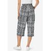 Woman Within Plus Size Petite Elastic-Waist Pull-On Knit Pocket Capri Pants(Black Watercolor Tile)