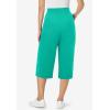 Woman Within Plus Size Petite Elastic-Waist Pull-On Knit Pocket Capri Pants(Pretty Jade)