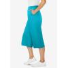 Woman Within Plus Size Petite Elastic-Waist Pull-On Knit Pocket Capri Pants(Pretty Turquoise)