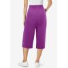Woman Within Plus Size Petite Elastic-Waist Pull-On Knit Pocket Capri Pants(Purple Magenta)