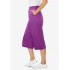 Woman Within Plus Size Petite Elastic-Waist Pull-On Knit Pocket Capri Pants(Purple Magenta)