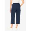 Woman Within Plus Size Petite Knit Cargo Capri(Navy)