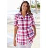 Woman Within Plus Size Petite Short-Sleeve Button Down Seersucker Shirt(Grass Stripe)