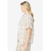 Woman Within Plus Size Petite Short-Sleeve Button Down Seersucker Shirt(New Khaki Plaid)
