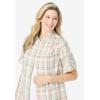 Woman Within Plus Size Petite Short-Sleeve Button Down Seersucker Shirt(New Khaki Plaid)