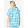 Woman Within Plus Size Petite Short-Sleeve Button Down Seersucker Shirt(Paradise Blue Plaid)
