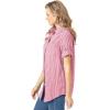 Woman Within Plus Size Petite Short-Sleeve Button Down Seersucker Shirt(Raspberry Sorbet Pop Stripe)