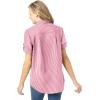 Woman Within Plus Size Petite Short-Sleeve Button Down Seersucker Shirt(Raspberry Sorbet Pop Stripe)