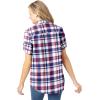 Woman Within Plus Size Petite Short-Sleeve Button Down Seersucker Shirt(Red White Blue Plaid)