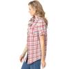 Woman Within Plus Size Petite Short-Sleeve Button Down Seersucker Shirt(Rose Pink Camp Plaid)