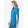 Woman Within Plus Size Petite Short-Sleeve Button Down Seersucker Shirt(Vibrant Blue)