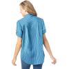 Woman Within Plus Size Petite Short-Sleeve Button Down Seersucker Shirt(Vibrant Blue Pop Stripe)