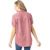 Woman Within Plus Size Petite Short-Sleeve Button Down Seersucker Shirt(Vivid Red Gingham)