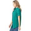 Woman Within Plus Size Petite Short-Sleeve Button Down Seersucker Shirt(Waterfall)