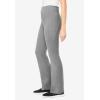 Woman Within Plus Size Petite Stretch-Cotton Knit Pull-On Bootcut Pocket Leggings(Medium Heather Grey)