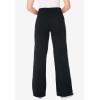Woman Within Plus Size Petite Stretch-Cotton Knit Pull-On Wide-Leg Leggings(Black)