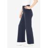 Woman Within Plus Size Petite Stretch-Cotton Knit Pull-On Wide-Leg Leggings(Heather Charcoal)