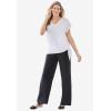 Woman Within Plus Size Pull-On Elastic Waist Soft Pants(Black Batik Stripe)