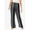 Woman Within Plus Size Pull-On Elastic Waist Soft Pants(Black Happy Bloom)