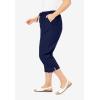 Woman Within Plus Size Seersucker Pull-On Elastic-Waist Capri Pants(Raspberry Sorbet)
