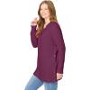 Woman Within Plus Size Side Button V-Neck Waffle Knit Sweater(Deep Claret)