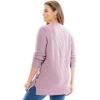 Woman Within Plus Size Side Button V-Neck Waffle Knit Sweater(Heather Grey)