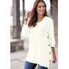 Woman Within Plus Size Side Button V-Neck Waffle Knit Sweater(Pink)