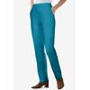 Woman Within Plus Size Straight Leg Elastic Waist Stretch Fineline Denim Jean (Petite & Tall Available)(Deep Teal)