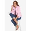 Woman Within Plus Size Stretch Denim Jacket Cropped Jean Jacket(Pearl Grey Vine Bloom)