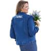 Woman Within Plus Size Stretch Denim Jacket Cropped Jean Jacket(Raspberry Sorbet)