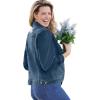 Woman Within Plus Size Stretch Denim Jacket Cropped Jean Jacket(Stonewash Floral)