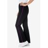 Woman Within Plus Size Stretch-Cotton Knit Pull-On Bootcut Side-Stripe Leggings(Black Plum Purple)