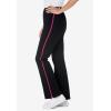Woman Within Plus Size Stretch-Cotton Knit Pull-On Bootcut Side-Stripe Leggings(Black Raspberry Sorbet)