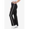 Woman Within Plus Size Stretch-Cotton Knit Pull-On Bootcut Side-Stripe Leggings(Black White)