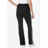 Woman Within Plus Size Stretch-Cotton Knit Pull-On Bootcut Side-Stripe Leggings(Black White)