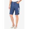 Woman Within Plus Size Stretch-Denim Five-Pocket Bermuda Jeans Shorts(Light Wash Sanded)