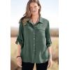 Woman Within Plus Size Utility Button Down Shirt(Deep Claret)