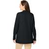 Woman Within Plus Size Zip Front Shaker Cardigan Sweater(Black)
