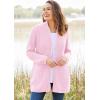 Woman Within Plus Size Zip Front Shaker Cardigan Sweater(Black White Marled)