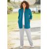 Woman Within Plus Size Zip Front Shaker Cardigan Sweater(Black White Marled)