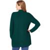 Woman Within Plus Size Zip Front Shaker Cardigan Sweater(Emerald Green)
