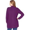 Woman Within Plus Size Zip Front Shaker Cardigan Sweater(Plum Purple)