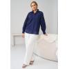 ellos Plus Size Linen-Blend Drawstring Pants(White)