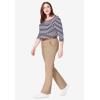 ellos Plus Size Stretch Chino Mid-Rise Classic Bootcut Pants(New Khaki)
