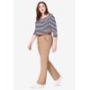 ellos Plus Size Stretch Chino Mid-Rise Classic Bootcut Pants(New Khaki)